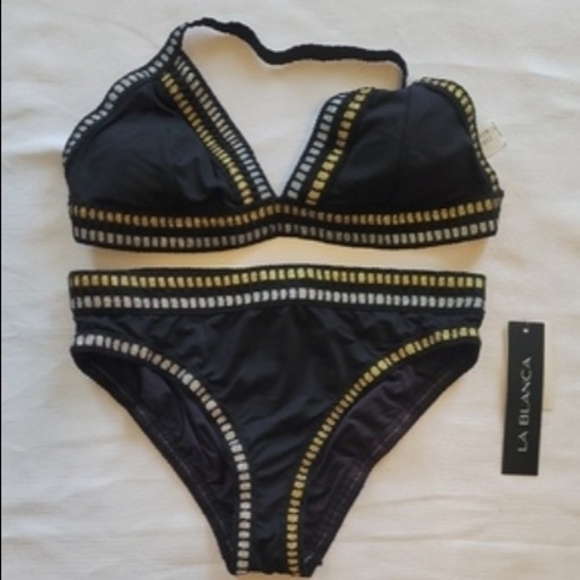 La Blanca Other - La Blanca Black Swimsuit with Gold Trim